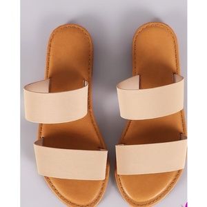 Nude Double Band Slide Sandals